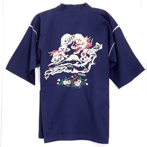 Japanese Traditional Embroidered Dragon Kimono Size Medium